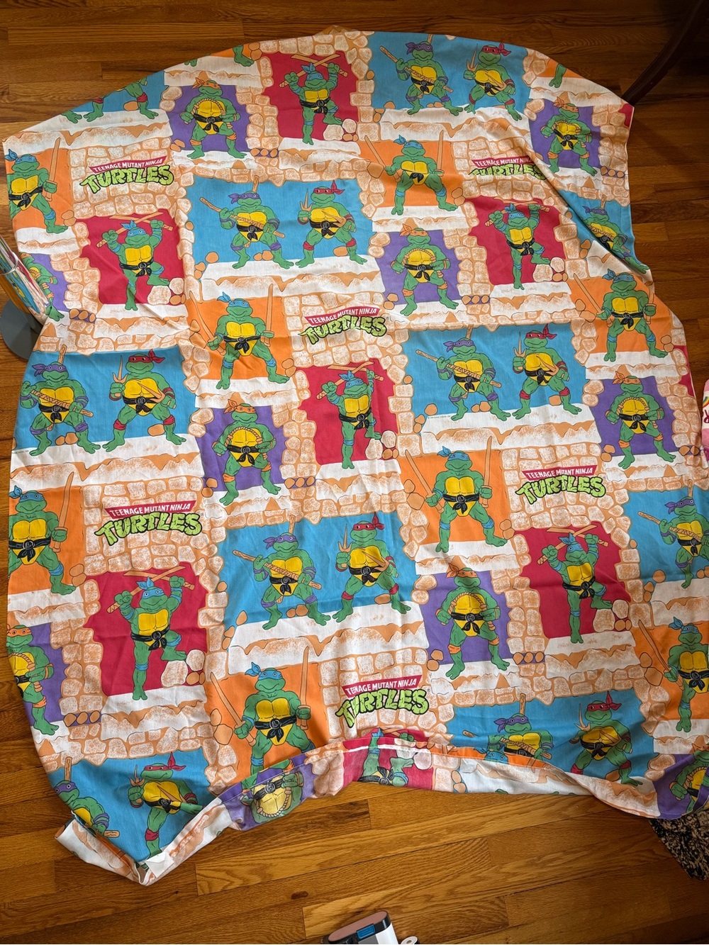 Vintage 80s Teenage Mutant Ninja Turtles Flat Sheets, Size Twin 1988 Fabric TMNT